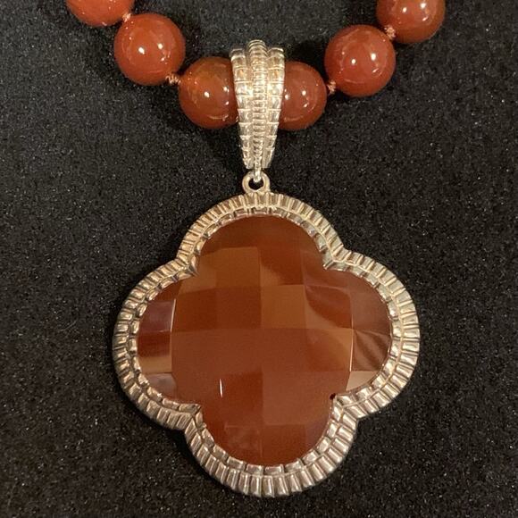 Whitney Kelly Necklace & Detachable Pendant Carnelian Agate Sterling Silver Vin. - Picture 8 of 16